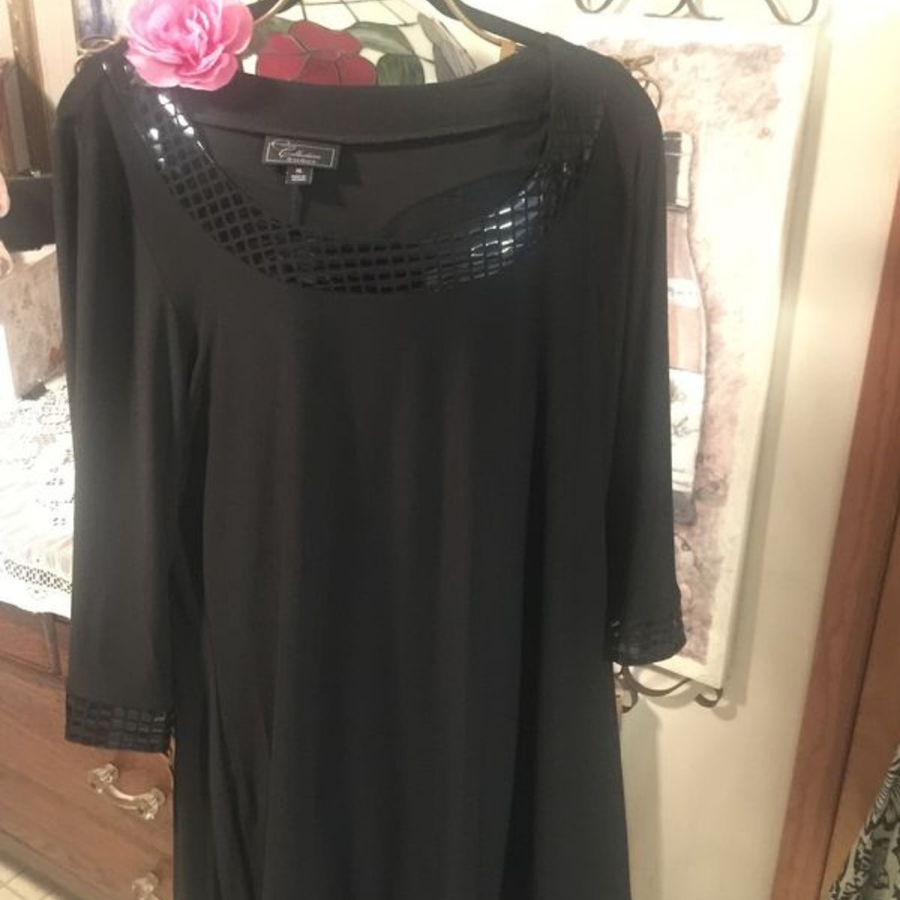 Plus misses black flared flattering beaded accents